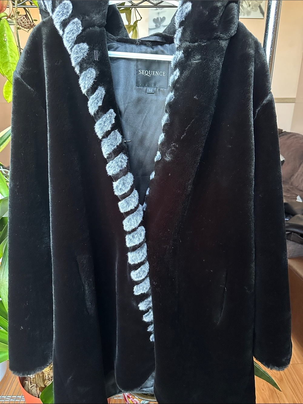 Sequence Vintage Black Faux Fur Teddy Jacket